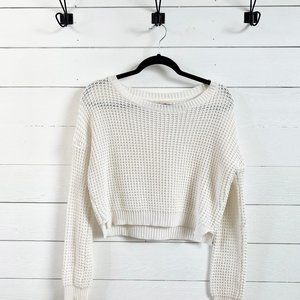 RD Style Knit Sweater Crop Top - White